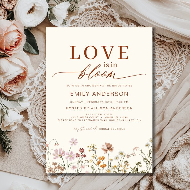 Invitation Boho Love est dans Bloom Fleur sauvage Fête des ma (Créateur téléchargé)