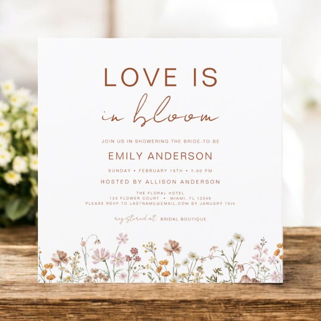 Invitation Boho Love est dans Bloom Fleur sauvage Fête des ma (Créateur téléchargé)