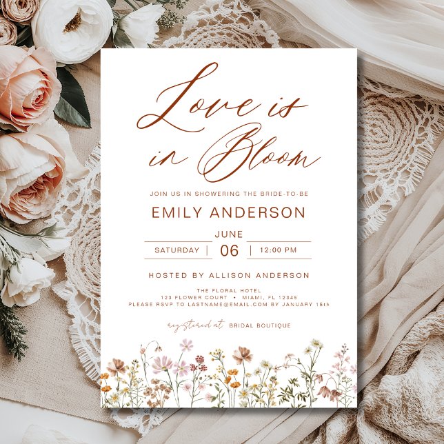 Invitation Boho Love est dans Bloom Fleur sauvage Fête des ma (Créateur téléchargé)