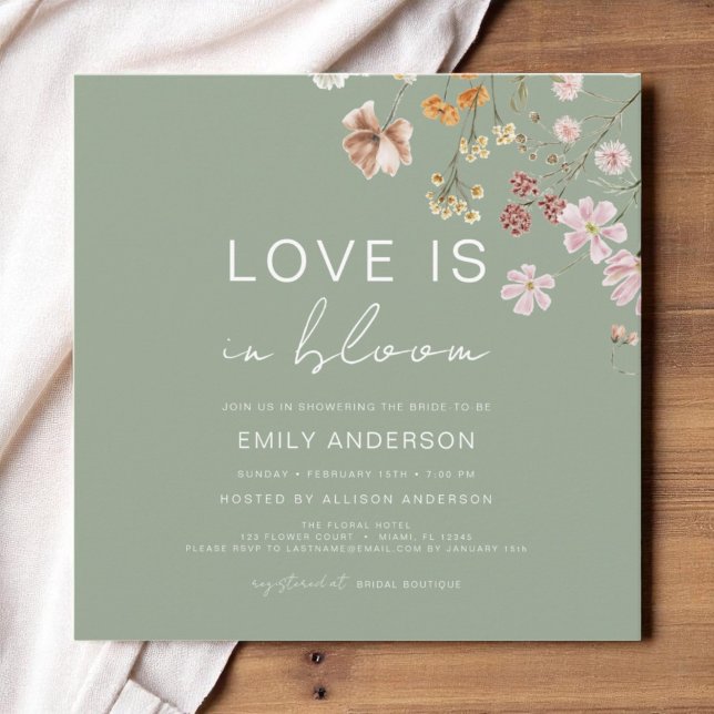 Invitation Boho Love est dans Bloom Fleur sauvage Fête des ma (Créateur téléchargé)