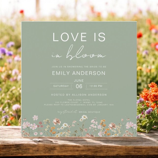 Invitation Boho Love est dans Bloom Fleur sauvage Fête des ma (Créateur téléchargé)