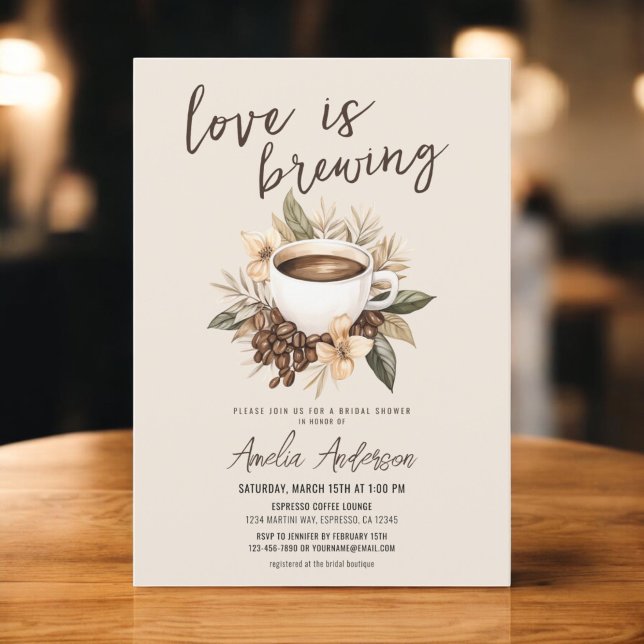 Invitation Boho Love est en train de brasser café Latte Fête  (Créateur téléchargé)