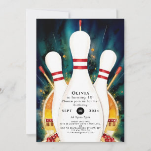 Invitation Boho Magique Bowling Anniversaire