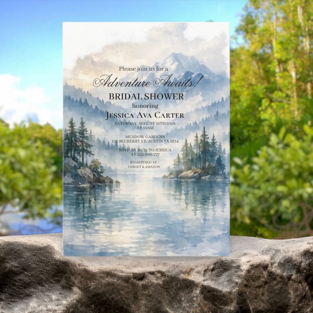 Invitation Boho Maintain Lake Trees Adventure Bridal Shower  (Créateur téléchargé)