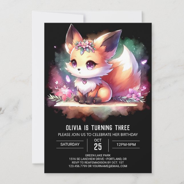 Invitation Boho Majestic Fox Anniversaire numérique (Devant)