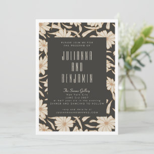Invitation Boho Mariage botanique moderne noir et ivoire