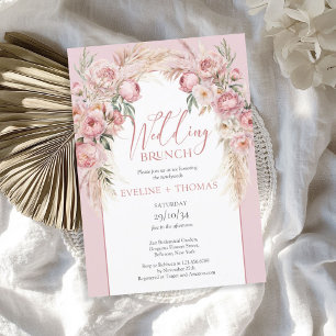 Invitation Boho mariage brunch aux fleurs rose pâle