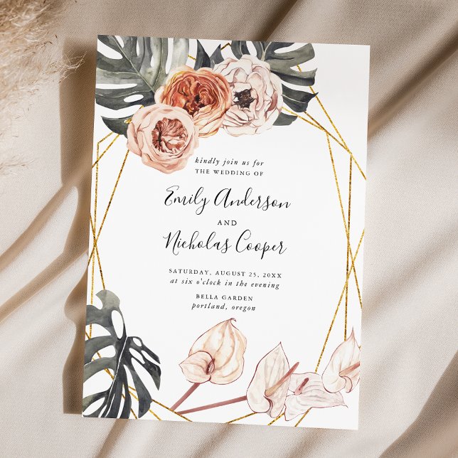 Invitation Boho Mariage floral tropical (Créateur téléchargé)