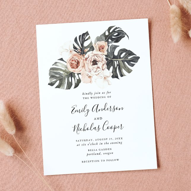 Invitation Boho Mariage floral tropical (Créateur téléchargé)