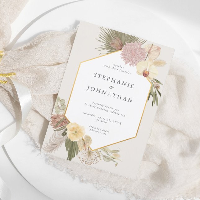 Invitation Boho Mariage Pampas Grass Orchid Palm Mariage (Créateur téléchargé)