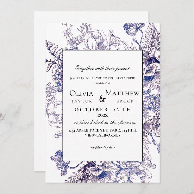 Invitation Boho Mariage Rustique Élégant Mariage moderne (Devant / Derrière)