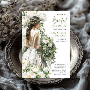 Invitation Boho mariée avec des pivoines bouquet forêt verdur