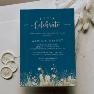 Invitation Boho Marine Fleur sauvage Fêtons la fête