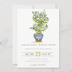 Invitation Boho Marocain Aquarelle Lemon Jaune Arbre Mariage