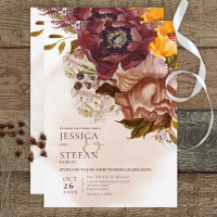 Boho Marsala Argile & Jaune Tan Bouquet Mariage