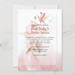 Invitation Boho Marsala Bourgogne Floral Mariage