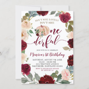Invitation Boho Marsala Citrouille Fall Anniversaire