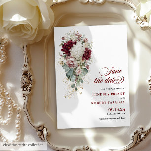Invitation Boho marsala or roses romantique enregistrer la da