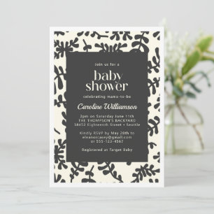Invitation Boho Matisse Baby shower Botanique Noir Blanc