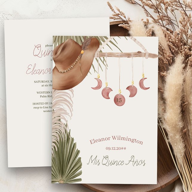 Invitation Boho Mes Quinze Ans Rustique Occidental Quinze ans (Mis Quince invitations from my Western Boho Quinceanera Collection)