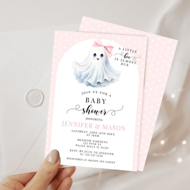 Invitation Boho mignon rose petit Boo Bow bébé fille douche (Créateur téléchargé)