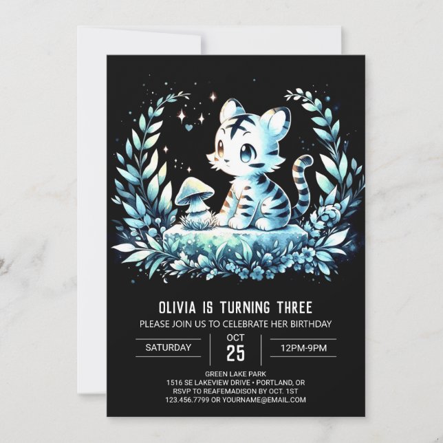 Invitation Boho Minimalist Tiger Anniversaire (Devant)