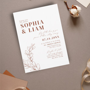 Invitation Boho Minimaliste Botaniques Terracotta Mariage