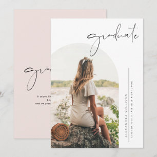 Invitation Boho Minimaliste Calligraphie Arch Photo Graduatio