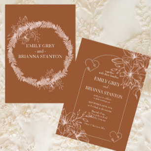 Invitation Boho minimaliste en terre cuite brûlé Mariage oran