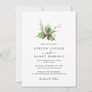 Invitation Boho minimaliste hiver verdure Mariage de Noël