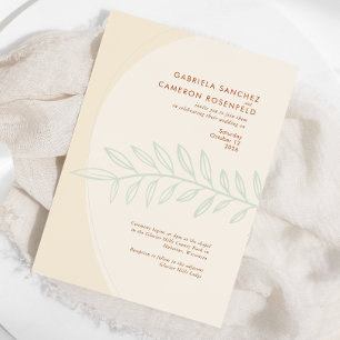 Invitation Boho minimaliste Mariage botanique beige