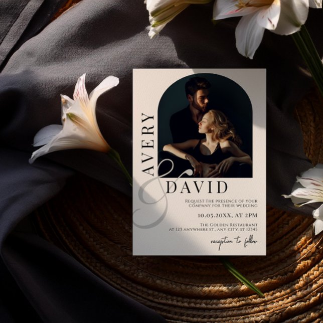 Invitation Boho Minimaliste Moderne Mariage Photo Arborée (Créateur téléchargé)