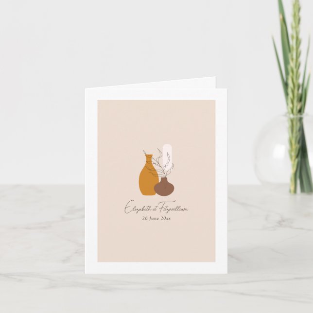 Invitation Boho minimaliste Vases Mariage plié (Devant)
