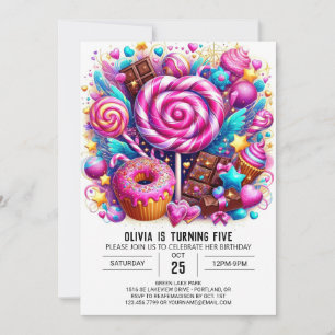 Invitation Boho Modern Candyland Digital Anniversaire