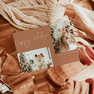 Invitation Boho Modern Christmas Card, Terracotta Holiday