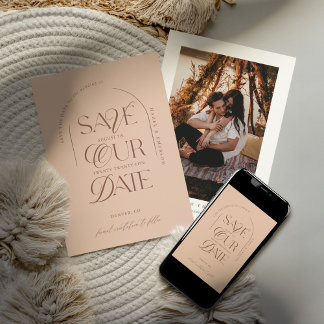 Invitation Boho Modern Minimalist Arch Photo Enregistrer la d