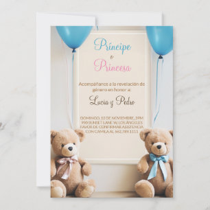 Invitation Boho Modern Teddy Bear Spanish Gender Revela