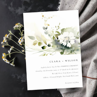 Invitation Boho moderne Abstrait vert blanc Mariage floral