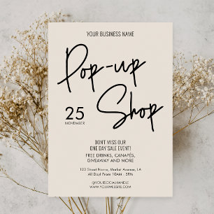 Invitation Boho moderne Beige Small Business Pop Up Shop Even
