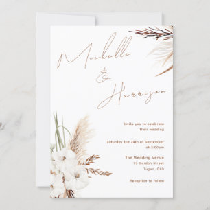 Invitation Boho moderne Blanc Floral Printemps Mariage