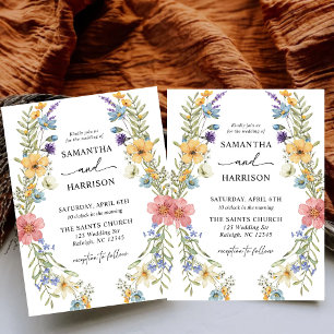 Invitation Boho moderne coloré Fleur sauvage Mariage floral