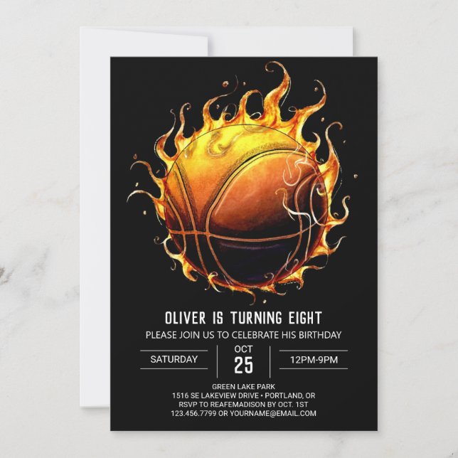 Invitation Boho moderne de basket-ball Anniversaire (Devant)