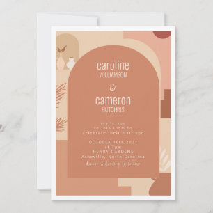 Invitation Boho Moderne Floral Art Beige Terracotta Mariage