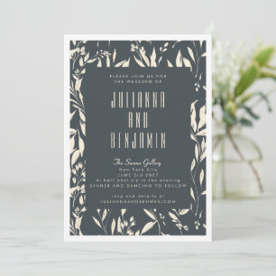 Invitation Boho moderne main noire tiré Mariage floral