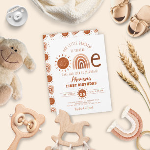 Invitation Boho moderne Rainbow Little Sunshine Premier anniv