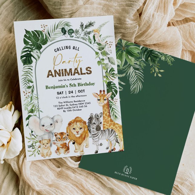 Invitation Boho moderne Safari Party Animaux garçon Anniversa (Créateur téléchargé)