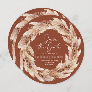 Invitation Boho moderne terre cuite pampas herbe photo mariag