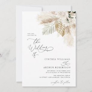 Invitation boho moderne verdure pampas herbe