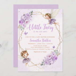 Invitation Boho Moderne violet Un Petit Baby shower Fée Fille