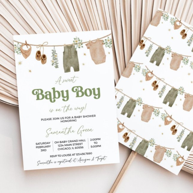 Invitation Boho modifiable C'est un Baby shower de vêtements  (Créateur téléchargé)